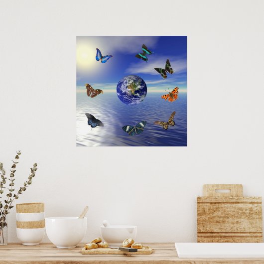 Vlinders van de Blauwe Aarde Poster (Keuken)