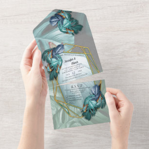 Vlinders van het Paradijs Alles in Eén Trouwkaart All In One Uitnodiging