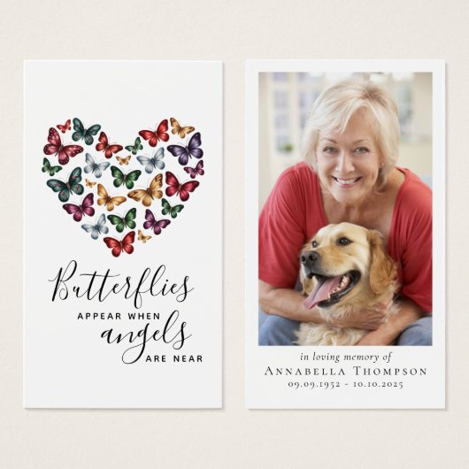 Vlinders verschijnen Engelen zijn in de buurt van  Visitekaartje (Voorkant /achterkant)