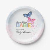Vlinders Verschuldigd met Twee Baby's Baby shower Papieren Bordje (Voorkant)