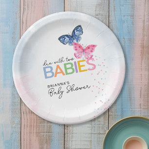 Vlinders Verschuldigd met Twee Baby's Baby shower Papieren Bordje
