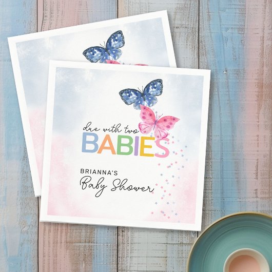 Vlinders Verschuldigd met Twee Baby's Baby shower Servet