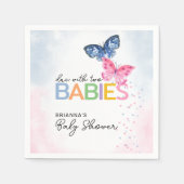 Vlinders Verschuldigd met Twee Baby's Baby shower Servet (Voorkant)