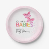 Vlinders Verschuldigd met Twee Tweeling Meisjes Ba Papieren Bordje (Voorkant)