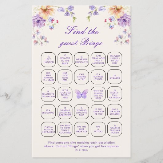  vlinders vind het gast bingogame (Voorkant)