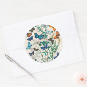 Vlinders, vintage illustratie, ronde sticker (Envelop)