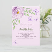 Vlinders violet roos bloemenvlees Vrijgezellenfees Kaart (Staand voorkant)