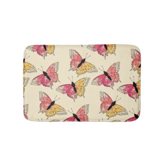 Vlinders vliegen: naadloos ivoren patroon badmat (Voorkant)