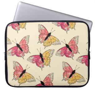 Vlinders vliegen: naadloos ivoren patroon laptop sleeve