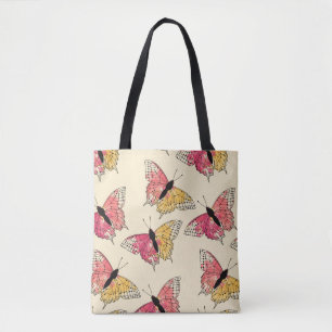 Vlinders vliegen: naadloos ivoren patroon tote bag
