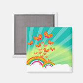 Vlinders vliegen over de regenboogmagneet magneet (Voorkant / Achterkant)