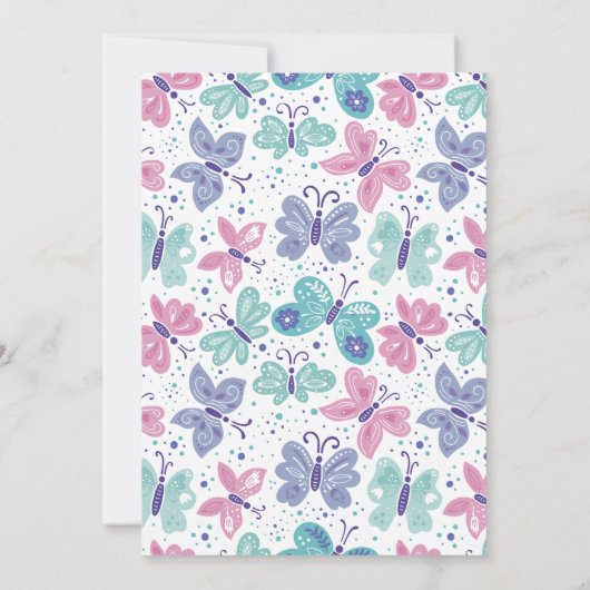 Vlinders Vluchten Trouwreceptie Feest Kaart (Achterkant)