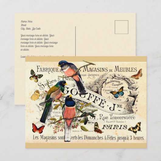  Vlinders & Vogels op Franse advertentie, Bericht Briefkaart