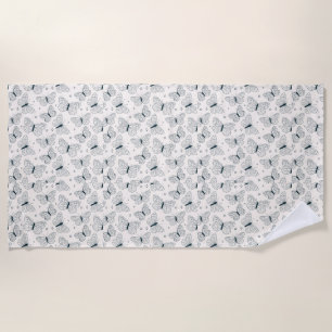 Vlinders voor haar groene en witte badhanddoek