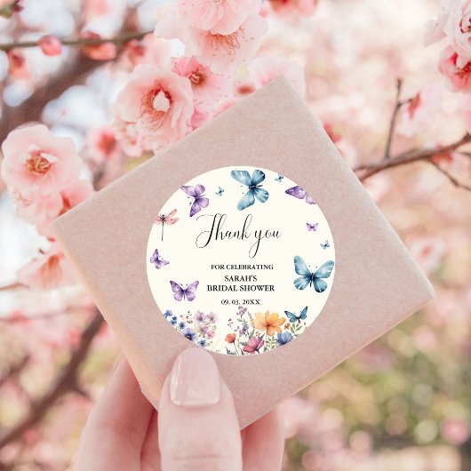 Vlinders voor het leven Bruidsdouche Bedankt Ronde Sticker