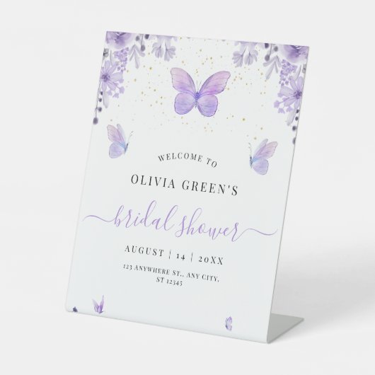 Vlinders Vrijgezellenfeest, Bruids Brunch Party Reclamebord Met Voetstuk (Voorkant)