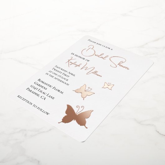 Vlinders Vrijgezellenfeest Folie Uitnodiging (Gedraaid)