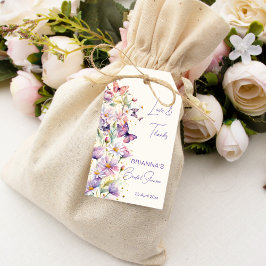 Vlinders vrijgezellenfeest lavendel dank u gunst cadeaulabel