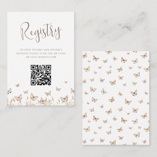 Vlinders Vrijgezellenfeest QR Code Registry Informatiekaartje (Voorkant / Achterkant)