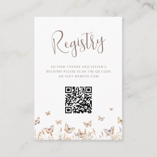 Vlinders Vrijgezellenfeest QR Code Registry Informatiekaartje (Voorkant)