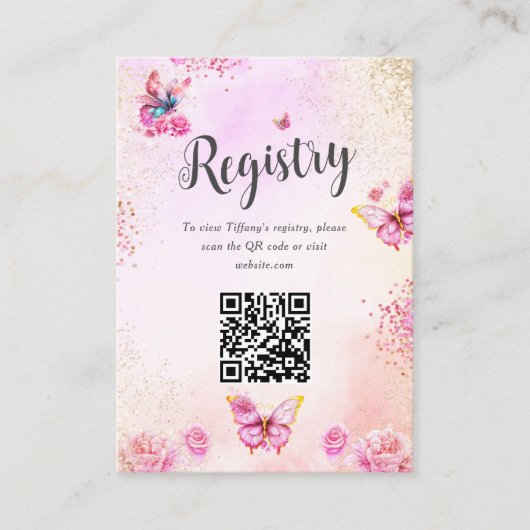 Vlinders Vrijgezellenfeest Register QR Code Informatiekaartje (Voorkant)