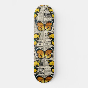 Vlinders Warme Kleur Vintage Krant Vlinder Persoonlijk Skateboard