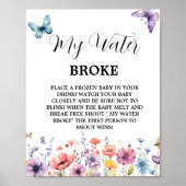 Vlinders water brak Baby shower Spel teken Poster (Voorkant)