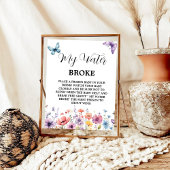 Vlinders water brak Baby Shower spelbord Poster