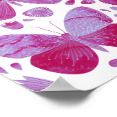 Vlinders Watercolor Magenta Roze Poster (Hoek)