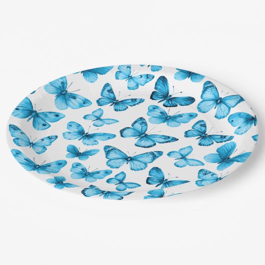 Vlinders Waterverf Bday Bruids Baby shower Papieren Bordje (Gekanteld)