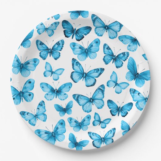 Vlinders Waterverf Bday Bruids Baby shower Papieren Bordje (Voorkant)