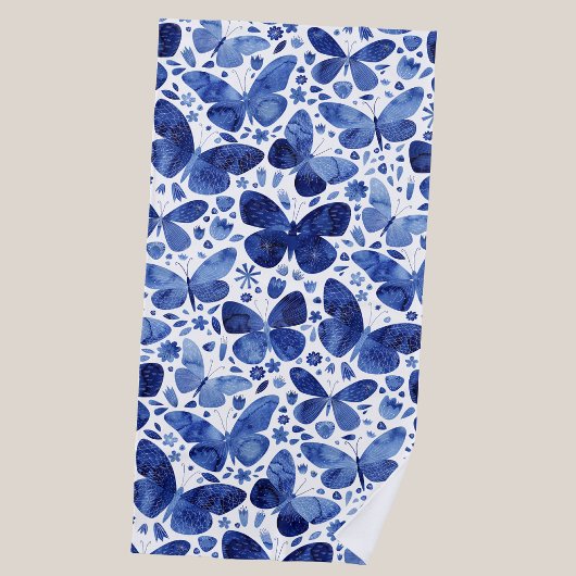 Vlinders Waterverf Blauw Strandlaken