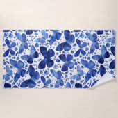 Vlinders Waterverf Blauw Strandlaken (Voorkant)