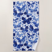Vlinders Waterverf Blauw Strandlaken (Voorkant)