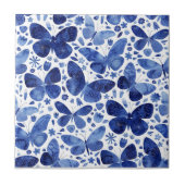 Vlinders Waterverf Blauw Tegeltje (Voorkant)