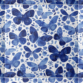 Vlinders Waterverf Blauw Tegeltje