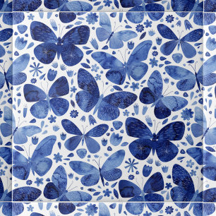 Vlinders Waterverf Blauw Tegeltje