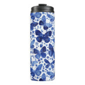 Vlinders Waterverf Blauw Thermosbeker (Voorkant)