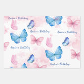 Vlinders Waterverf Blue Wrapping Paper (Voorkant)