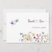 Vlinders Waterverf Floral 1 foto bruiloft Bedankkaart (Voorkant)