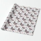 Vlinders Waterverf Koraal Roze Cadeaupapier (Uitgerold)