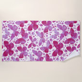 Vlinders Waterverf Magenta Roze Strandlaken (Voorkant)
