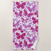 Vlinders Waterverf Magenta Roze Strandlaken (Voorkant)