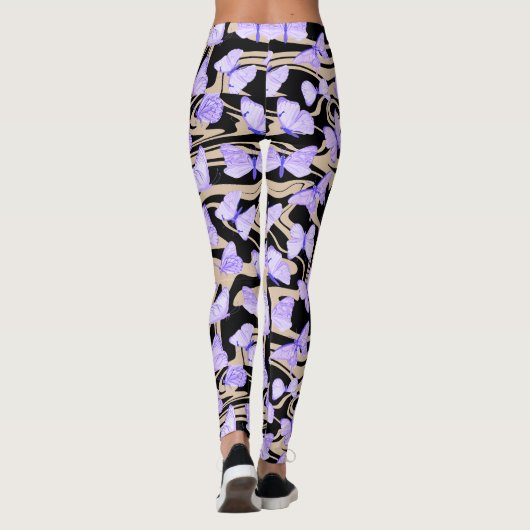 Vlinders Waterverf paarse Leggings (Achterkant)