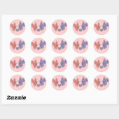 Vlinders wervelen roze & blauw ronde sticker (Vel)