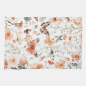 Vlinders Wilde Bloemen Aquarel Elegant  Theedoek (Horizontaal)