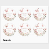 Vlinders wilde bloemen voorjaar baby shower bloeme ronde sticker (Vel)