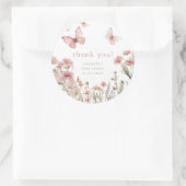 Vlinders wilde bloemen voorjaar baby shower bloeme ronde sticker (Tas)