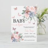 Vlinders Wildflower Meisje baby shower Kaart (Staand voorkant)
