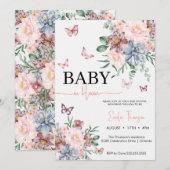 Vlinders Wildflower Meisje baby shower Kaart (Voorkant / Achterkant)